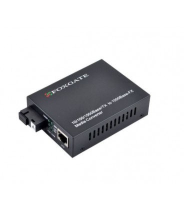 Медиаконвертер FOXGATE EC-Q-1G-1SM-1310nm, 1310 WDM одноволоконный Full/Half duplex , SC 20km (0 +70°C), + блок питания 5V 1A