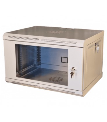 Шкаф телекоммуникационный 19' VAGO 6U, настенный, двери акрил, серый, (370х600х350)