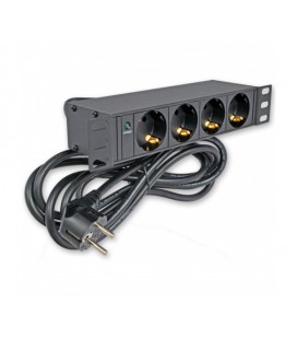 Блок Kingda 10' на 4 роз. нім. станд., 16А, з індикат., шнур 1.8 м 3х1.5 мм2, чорний, 1U