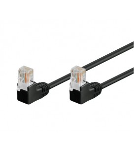 Патч-корд литой неэкранированный RJ45 UTP5e 0.5m patch D4.9mm AWG26 2x90° Gold, Cu, черный