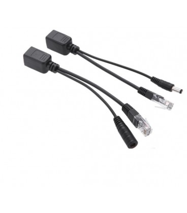 POE инжектор пассивный (пара) 802.3at (30Вт) с портами Ethernet 10/100Mbps, black, OEM Q50