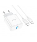 Набор СЗУ 110-240V HOCO C104A + кабель Type-C, 1xUSB-C, PD20W, кабель 1м, White, Box