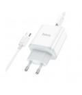 Набор СЗУ 110-240V HOCO C104A + кабель Type-C, 1xUSB-C, PD20W, кабель 1м, White, Box