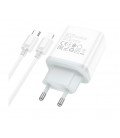 Набор СЗУ 110-240V HOCO C104A + кабель Lighting, 1xUSB-C, PD20W, кабель 1м, White, Box