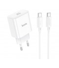 Набор СЗУ 110-240V HOCO C76A Pro+ кабель Type-C, USB-C, PD30W, кабель 1м, White, Box