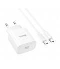 Набор СЗУ 110-240V HOCO C76A Pro+ кабель Type-C, USB-C, PD30W, кабель 1м, White, Box