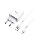 Набор СЗУ 110-240V HOCO C81A 1xUSB+ кабель Micro, 2.1A, кабель 1м, White, Blister