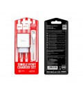 Набор СЗУ 110-240V HOCO C81A 1xUSB+ кабель Micro, 2.1A, кабель 1м, White, Blister