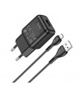 Набор СЗУ 110-240V HOCO C96A+ кабель Micro, 1xUSB, 2.1A, кабель 1м, Black, Blister