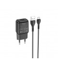 Набор СЗУ 110-240V HOCO C96A+ кабель Micro, 1xUSB, 2.1A, кабель 1м, Black, Blister