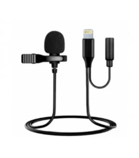 Петличный микрофон с разъемом Lightning + Jack 3.5 (мама ), 1m, Box