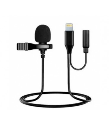 Петличный микрофон с разъемом Lightning + Jack 3.5 (мама ), 1m, Box