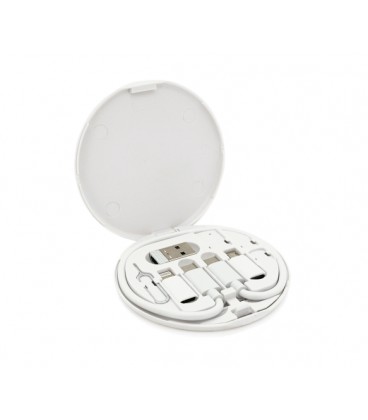 Кабель Data Cable Set, Type-C-Type-C+ переходники(USB+Lighting+Micro), 60W, White, длина 0.2м, Case