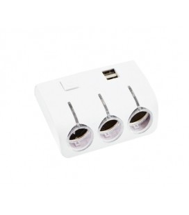 АЗУ разветвитель WEIFENG, 12V-3*12V+2*USB, White, Blister