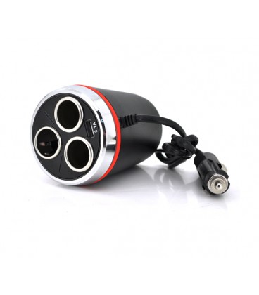 АЗУ разветвитель Olesson 1514, 12V-3*12V+USB, Black, Blister