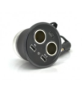 АЗУ разветвитель Olesson 1515, 12V-2*12V+2*USB, Black, Blister