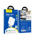 Набор СЗУ 110-240V HOCO C105A + кабель Type-C, ports: USB-C+USB, PD20W+QC3.0, кабель 1м, White, Box