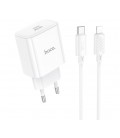 Набор СЗУ 110-240V HOCO C76A Pro+ кабель Lighting, USB-C, PD30W, кабель 1м, White, Box