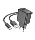 Набор СЗУ 110-240V HOCO CS21A + кабель Type-C, 1xUSB, 18W, кабель 1м, Black, Box