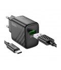Набор СЗУ 110-240V HOCO CS21A + кабель Type-C, 1xUSB, 18W, кабель 1м, Black, Box