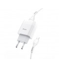 Набор СЗУ 110-240V HOCO C73A+ кабель Lighting, 2xUSB, 2.4A, кабель 1м, White, Blister