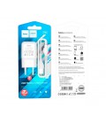 Набор СЗУ 110-240V HOCO C96A+ кабель Lighting, 1xUSB, 2.1A, кабель 1м, White, Blister