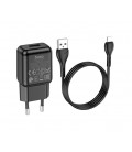Набор СЗУ 110-240V HOCO C96A+ кабель Lighting, 1xUSB, 2.1A, кабель 1м, Black, Blister