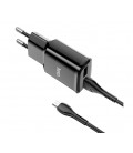 Набор СЗУ 110-240V HOCO C88A + кабель Micro, 2xUSB, 2.4A, кабель 1м, Black, Box