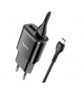 Набор СЗУ 110-240V HOCO C88A + кабель Micro, 2xUSB, 2.4A, кабель 1м, Black, Box