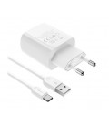 Набор BOROFONE BA58A СЗУ 2xUSB, LED + кабель Type-C, 2.4A, 1м, White, Box