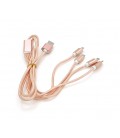 Кабель USB 2.0 DATA CABLE 2Lightning/2microUSB, 1.0м, круглый, Pink, Box