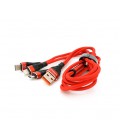 Кабель KSC-296 TUOYUAN charging data cable 3 in 1 Micro / Iphone / Type-C, длина 1м, Red, BOX