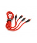 Кабель KSC-296 TUOYUAN charging data cable 3 in 1 Micro / Iphone / Type-C, длина 1м, Red, BOX