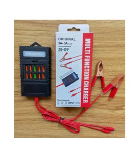 Портативный HUB ZS-09-2 с крокодилами на 10*USB2.0 (3A-5А), led, питание 12В, Black, Box