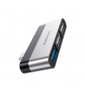 Переходник BOROFONE DH1 Type-C(Male) - USB3.0+2*USB2.0, Black, Box