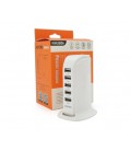 СЗУ AC100-240V iKAKU KSC-741 Jufeng Series Desktop, 5xUSB, Output: DC5V/2.4A (12W), White, Box