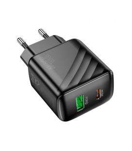 СЗУ 110-240V HOCO CS25A USB-C+USB, 20W, Black, Blister