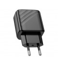 СЗУ 110-240V HOCO CS23A USB-C+USB, 30W, Black, Box