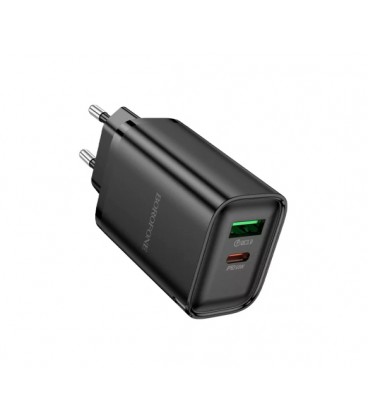 СЗУ BOROFONE BA87A 110-240V, PD65W+Q3.0, USB+Type-C, 65W, Black, Bох
