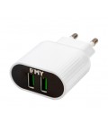 Набор 2 в 1 CЗУ With Iphone Cable 110-240V MY-220, 2 x USB, 5V/12W, Output: 5V/2.4A, White, Blister- box