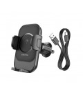 Автодержатель BOROFONE BH204+ Wireless Charging 15W, крепление на торпеду, защелка 50-90мм, Black, Box