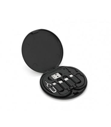 Кабель Data Cable Set, Type-C-Type-C+ переходники(USB+Lighting+Micro), 60W, Black, длина 0.2м, Case