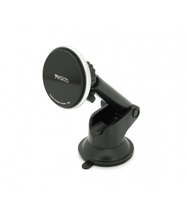 Автодержатель Yesido C132+ Wireless Charging 15W, крепление на торпеду, магнит, Black, Box