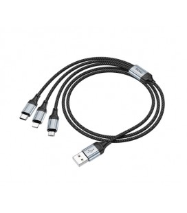 Кабель HOCO X102 USB-1 3 in 1 Micro / Iphone / Type-C, 2A, длина 1м, Black, Box