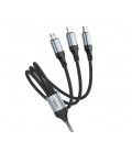 Кабель HOCO X102 USB-1 3 in 1 Micro / Iphone / Type-C, 2A, длина 1м, Black, Box