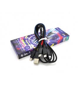 Кабель HOCO X76 USB-1 4 in 1 Micro / 2*Iphone / Type-C, 2A, длина 1м, Mix color, Box