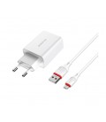 Набор BOROFONE BA21A СЗУ 1xUSB+ кабель MicroUSB, 2.4A, 1м, White, Blister