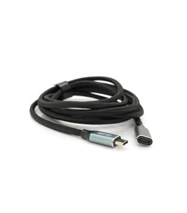 Удлинитель Type-C to Type-C (USB 3.2 GEN2 male to female), оплетка, Black, длина 2м, поддержка 100W/10Gbps, 4K60HZ audio/video o