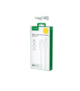 Кабель VEGGIEG V-M001C, Type-C(Male) to Type-C(Male) PD cable , 60 Вт, ток 3 А, 480 Мбит/с, White, длина 1,2м, Box