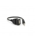 Переходник USB2.0(F)&gt, Jack 3.5(M) Stereo, 0,3м, Black, OEM